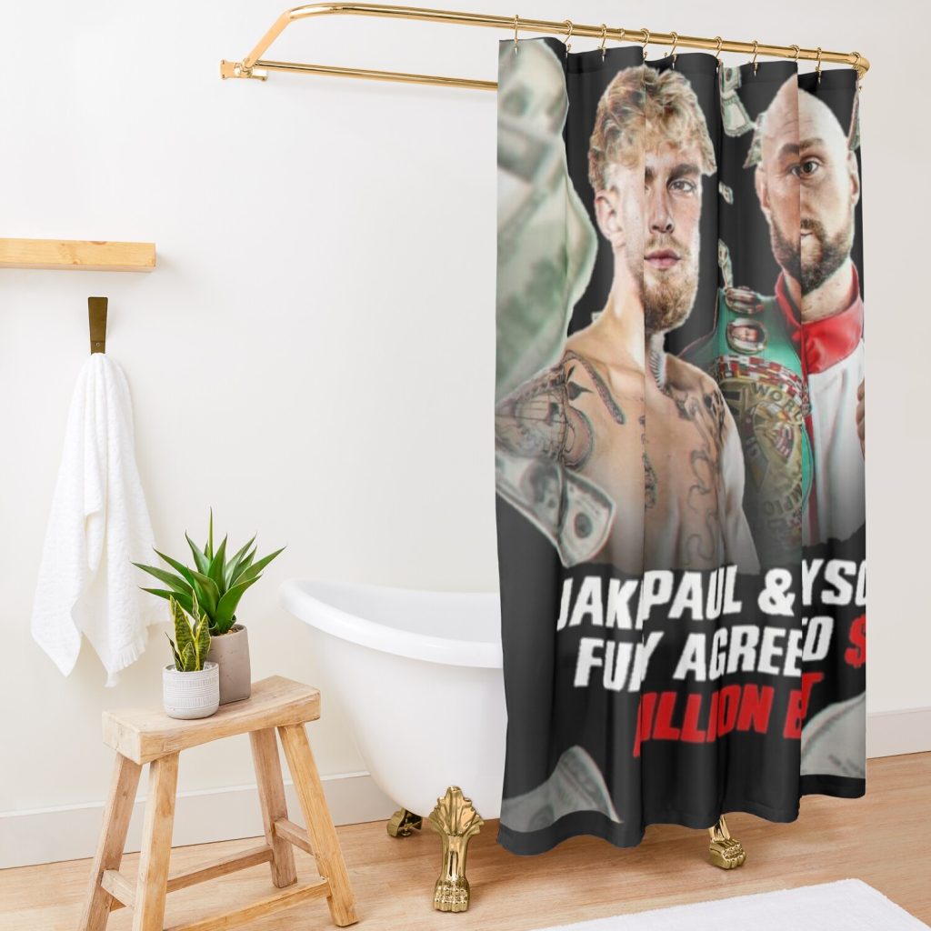 Jake Paul Vs Tyson Fury 1 Million Dollar Bet Shower Curtain Official Jake Paul Merch